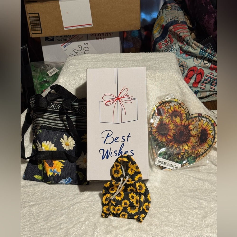 SUNFLOWER LOVERS SET, Tumbler, Sun-Catcher, Tote Purse, Shifter/Gear Knob